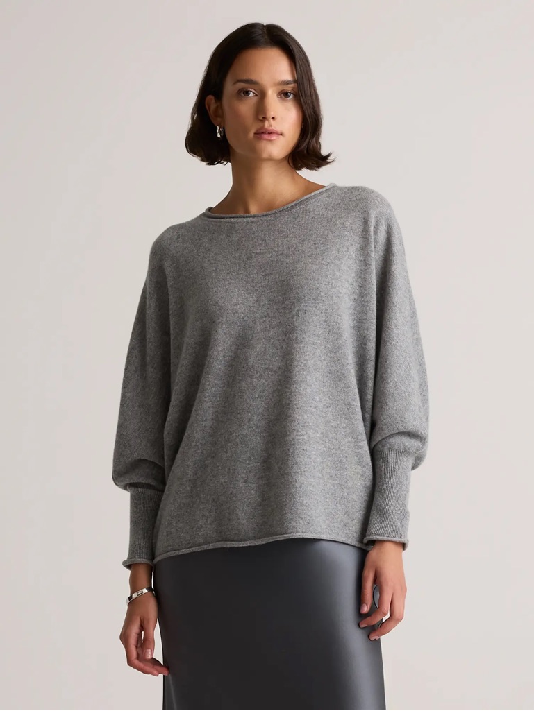 Quince Mongolian Cashmere Batwing Gray Sweater